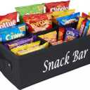 Snack Organizer for Countertop, Fabric Snack Organizer with Handles, 6 Compartment Snack Container Candy Storage, Foldable Snack Basket Tray, Kitchen Pantry Organizer and Storage (Black)
