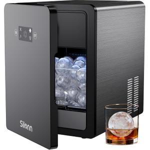 Silonn 2" Sphere Clear Ice Maker Countertop, Slow-Melting Crystal Ice Balls for Whiskey, 4 Pcs in 35 Mins / 144 Pcs/Day, Rapid Sphere Technology, One-Click Self-Cleaning, Ideal for Bourbon