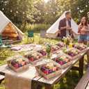 Vesici 153 Pieces Small Charcuterie Boxes with Clear Lids 4.72 Inch Kraft Paper Mini Charcuterie Box, 2 oz Plastic Containers for Dessert Sauce Sandwich Cookie Sushi Cake Slice Strawberries