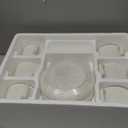 Cappuccino Cups with Saucers, 8 OZ White Ceramic Coffee Cups Set of 6, Good for Latte, Americano and Tea, Microwave and Dishwasher Safe, Ribbed Texture