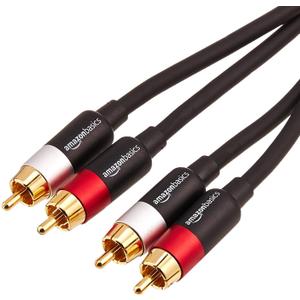 Amazon Basics 2 RCA Audio Cable for Amplifier,Active Speakers or Subwoofer with Gold-Plated Plugs, 4 Feet, Black