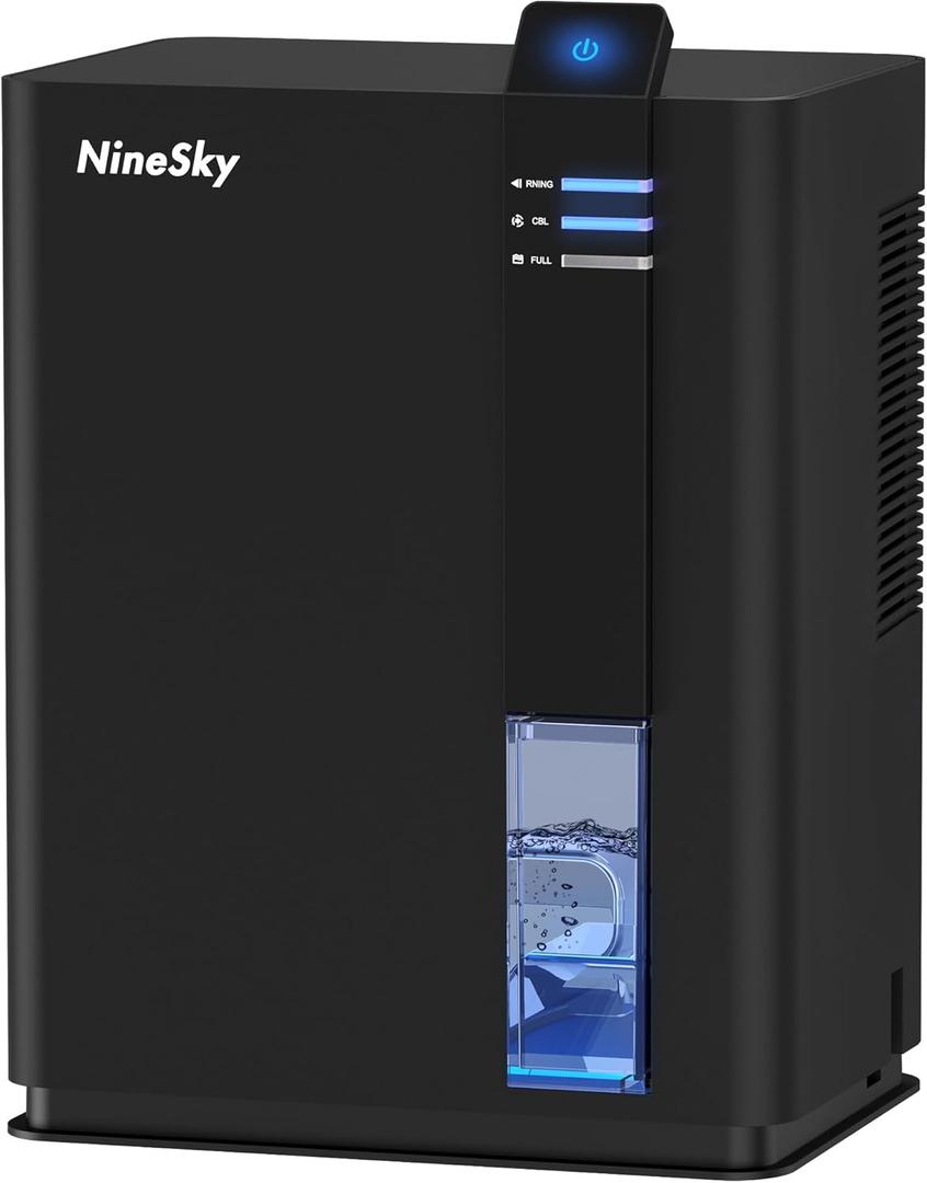 NineSky Dehumidifier for home, 98 OZ Dehumidifier for Room, Dehumidifiers for Bathroom, Bedroom, Basement (800 sq. ft.) with Auto Shut Off, 5 Colors LED Light(H2 Black)