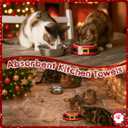 Qinyoung Christmas Pet Food Bowl for Small Dog Cat, 7oz Red Santa Belt 2 in 1 Dog Food Water Bowl Stainless Steel Ceramic Stackable Pet Dish Water Feeder Non Slip Easy Clean 5.51 x 4.33 x 1.77 Inch