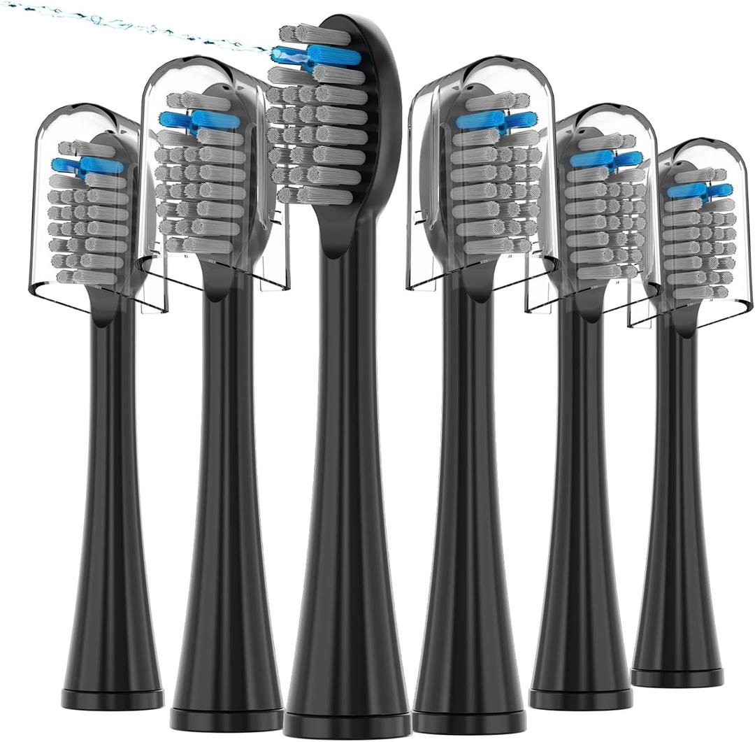 5 Pack Replacement Flossing Toothbrush Heads for Waterpik Sonic Fusion - Compatible with SF-01/SF-02/SF-03/SF-04 - Black with Caps