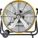 iLiving 24 Inch 3-Speed Orbital Internal Oscillating High Velocity Barrel Floor Fan for Office, Auto Shop, Garage, Workshop, Warehouse, 7800 CFM, Yellow