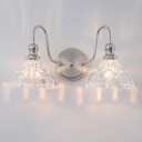 Vintage Bathroom Light Fixtures Over Mirror, 2-Light Brushed Nickel Wall Sconce Lighting with Flower Glass Shade, Farmhouse Vanity Lights for Bedroom Kitchen Living Room Hallway Light