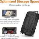 Amazon Basics 35-inch Large Rolling Duffel Bag with Wheels and Handle, Travel Duffle with Durable Ripstop Polyester Material, 2 Layers of Storage Space, Multiple Interior and Exterior Pockets, Black