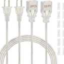2 Pack 15 Ft Clear Extension Cord, UL-Certified Thin Extension Cord, 2 Prong Extension Cords, Male to Female Extension Cable 250V 10A, Indoor Extension Cords for Lighting