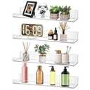 Dezzer 4 Pack Acrylic Shelves for Wall, 15" Clear Acrylic Floating Shelves for Bathroom Bedroom, Invisible Bookshelf Wall Ledge Storage Shelf Books Perfume Toys Action Figure Display Shelves