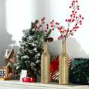Sliner 12 Pcs Glitter Wine Bottles Glass 750ml Wine Bottles Vintage Vase for Flowers Wedding Decor Centerpiece Christmas Party Favor DIY Crafts(Gold)