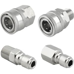 Pressure Washer Quick Connect 3/8 Inch, Pressure Washer Fittings, Stainless Steel Adapter Set, Female and Male Thread, 4 Pieces