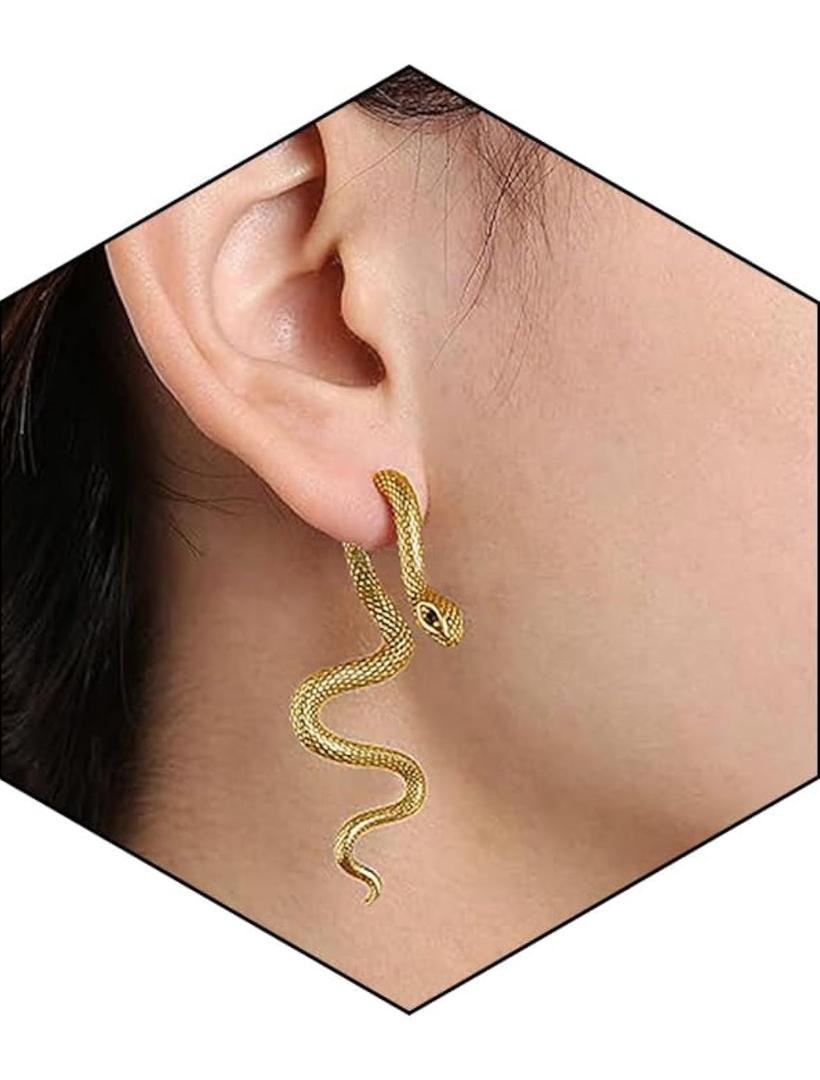 Vintage Goth Snake Earrings - Gold & Silver Snake Statement Jewelry for Women's Halloween