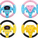 2 Pcs Toy Steering Wheel Simulated Driving Controller with Light and Music Pretend Play Steering Wheel for Baby Toddler Early Educational Car Driving Simulation