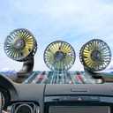 Crethinkaty 12v Car Cooling Three-Head Fan, 360° Rotation, 2-Speed Adjustable, 51-Inch Cord Length, Portable Car Cooling Fan For Suv, Rv, Vehicle, Boat, Golf