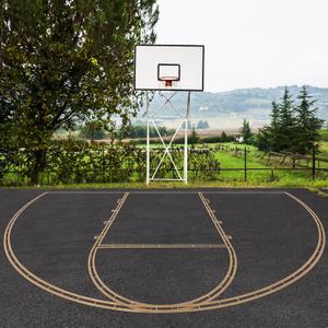 Basketball Court Stencil Kit Marking Corrugated Cardboard for Gym Asphalt Concrete Driveway Home and Local Park No Paint Included