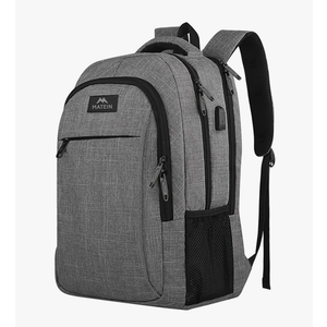 MATEIN Travel Laptop Backpack, Business Anti Theft Slim Sturdy Laptops Backpack with USB Charging Port, Water Resistant College School Computer Bag Gift for Men & Women Fits 15.6 Inch Notebook, Grey