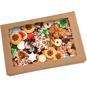 15-PACK Pastry Bakery Box 16x11x2.75inch,Brown Large Donuts,Muffins,Cookies Boxes with PVC Window Auto-Pop up Paper Box Nature Cardboard Take Out Container,Hold 12 Donuts,Pack of 15