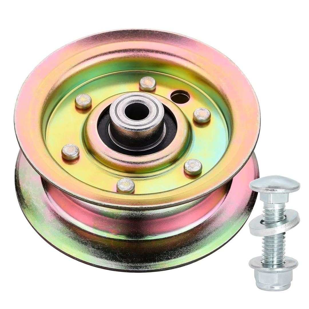 Belleone 177968 Idler Pulley Fits for Craftsman Hus qvarna Mower- 193197 Flat Idler Pulley Compatible with HU Sears Poulan Lawn Tractors with 42" 46" 48" Deck, Replace for Hus qvarna 532177968