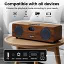 2.1 Sound Bar for Smart TV, Built-in 30W Subwoofer, Bluetooth 5.0,Optical/HDMI ARC/AUX/USB Inputs, Wooden Home Theater Speaker with Remote Control