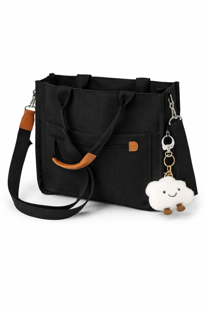 Firecolor Chic Large Sturdy Canvas Tote Bag -27" X 16" X 8" Extra Big Largest Grocery Shopping Beach Reusable Totes Bags (Black) 