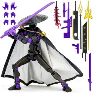 T13 Assembly Completed Action Figures,T-13 Action Figure, Robo 13 3D Printed Action Figure - The Ultimate Hero for Action-Packed Playtime,5.2 Inch, Black Purple