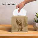 Grace Yonks Christmas Tissue Box Cover Square, Vintage Santa with Tree Sketch Design Cube Case for Facial Tissues, 5.2" PU Leather. (104)