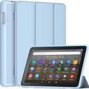 All-New 8inTablet Case,DJ&RPPQ Smart Trifold Stand Case with Hard PC Back and Auto Wake/Sleep Incompatible with Alcatel TCL,Sky Blue