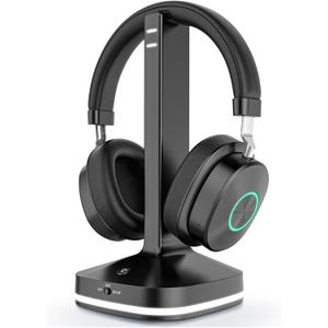 Wireless Headphones for TV Watching, TV Headphones Wireless for Seniors with Transmitter Charging Base, No Audio Delay Bluetooth 5.4, Over Ear Headset with 3 Audio Modes, Gifts for Parents/Elderly (Black)