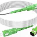RamboCables (98ft/ 30m) SC/ APC Fiber Optic Internet Cable, SC/ APC to SC/ APC Armored Fiber Patch Cable, OS2 Single Mode Fiber Optical Patch Cord, Simplex - 9/ 125um, LSZH White