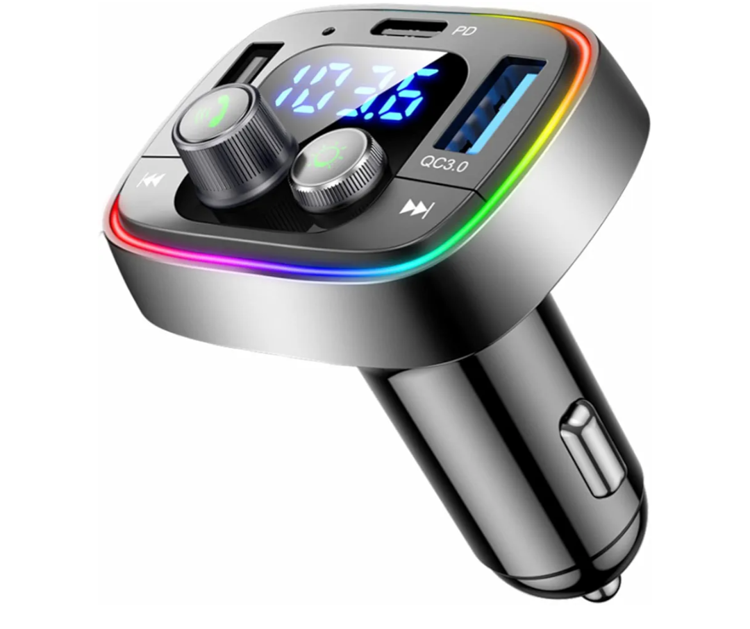 LIHAN USB C Bluetooth 5.4 Car Adapter, Wireless Upgrade Audio System for Non-Bluetooth Vehicles, FM Radio Transmitter, 48W Fast Charging, Stable Hands-Free Calling, MP3 Music Player, Support USB/TF