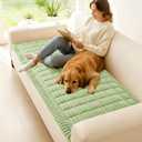 hyha Couch Covers for Dogs Washable, Non Slip Plush Dog Sofa Protectors, Fuzzy Pet Couch Covers for 3 Cushion Sofa Pet Friendly (Green, 27.6" x 88")