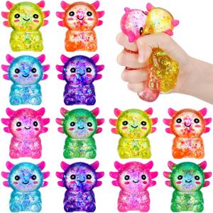 Meooeck 12 Pcs Axolotl Fidgets for Adults Glitter Axolotl Party Favors, Candy Color
