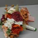 Rinlong 9" Wide Burnt Orange Wedding Bouquet for Bride, Rustic Terracotta Artificial Flowers Bridal Bridesmaid Bouquet for Fall Wedding Prom