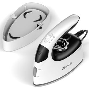 Sundu Small Iron for Clothes with Steam,Travel Iron Portable Non-Stick Soleplate Steamer for Quilting & Sewing,300 Microsteam Holes,90ml Water Tank,Lockable Safety Base (Pure White)