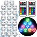 Submersible Led Lights with Remotes, Waterproof Tea Lights Candles Battery Operated RGB Color Changing Small Led Light for Vase Lantern Table Centerpieces Halloween Christmas Decor (20pack)