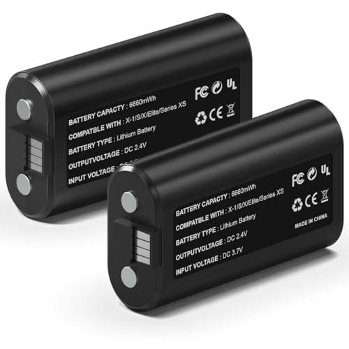 Wzygdzsw 2×6660mWh Rechargeable Battery Pack for Xbox Series X/S & One/One S/One X/Elite Controllers, Overcharge/Short-Circuit Protection | Play & Charge, FCC/CE Certified (Includes 2 Battery Only)