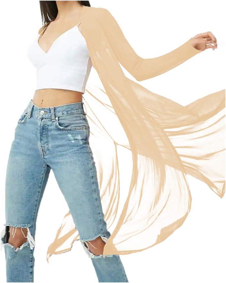 BelleLovin Womens Sexy Sheer Long Sleeve Cardigan See Through Mesh Cover Up (XX-Large, Apricot)