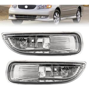 WILD BEAR Fog Lights Assembly Compatible with 2003 2004 Corolla w/Bulbs Clear Lens A Pair of Fog Lamps (Driver and Passengerb Side), Halogen, 03-04 corolla