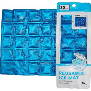 Jacent Reusable Ice Pack Mat, Flexible 30-Cube Gel Freezer Sheet for Coolers, Lunch Bags, Food Storage & Outdoor Use, Jumbo 12 x 9.5 Inch, Pack Of 5