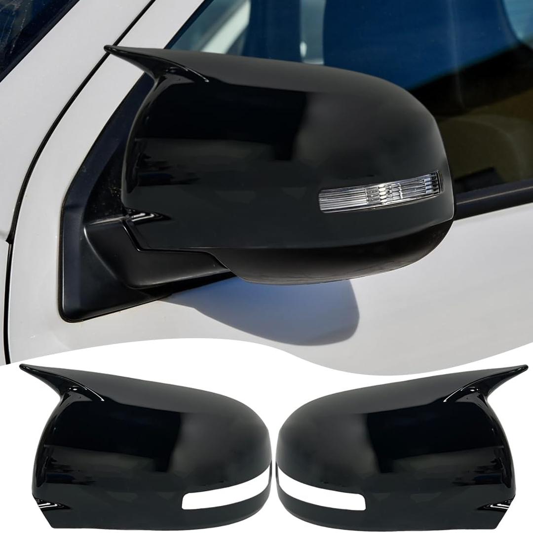 MUXEE Side Mirror Cover,for Mitsubishi Outlander Sport 2011-2024/Mitsubishi Outlander 2013-20202PCS Horned Turn Signal housing Cover SetsCar Sport Accessories - Bright Black