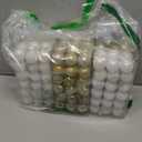 Shappy 216 Pcs Mini Christmas Ball Ornament 1.18 Inch Small Christmas Tree Decorations 6 Styles Shatterproof Xmas Ball with Hanging Loop for Holiday Party Wreath Xmas Tree(White, Gold)