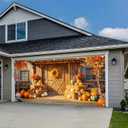 Thanks Giving Garage Door Banner 13x6ft Fall Thanksgiving Theme Backdrop Autumn Farmhouse Backdrop Decor with Pumpkins Hay Bales Photo Prop Background for Outdoor Thanksgiving Yard Decor