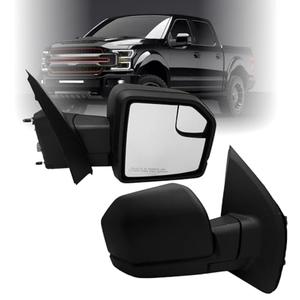 Passenger Side Mirror Compatible With 2015-2020 Ford F150 With Power Glass Non-Heated Without Turn Signals Texture Black FL3Z17682AK 3-Pins