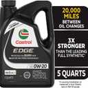 Castrol EDGE 0W-20 Advanced Full Synthetic Motor Oil, 5 Quarts, Pack of 3 (EXP 08/19/26)