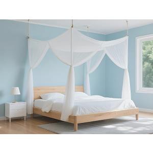 lazyzzz Canopy Bed Curtains Queen Bed Drapes,59"x78"x78" White Polyester Canopy Net with 4-Post Ropes, Princess Canopy Drapes Mosquito Net for Bedroom, Wedding - Easy Install