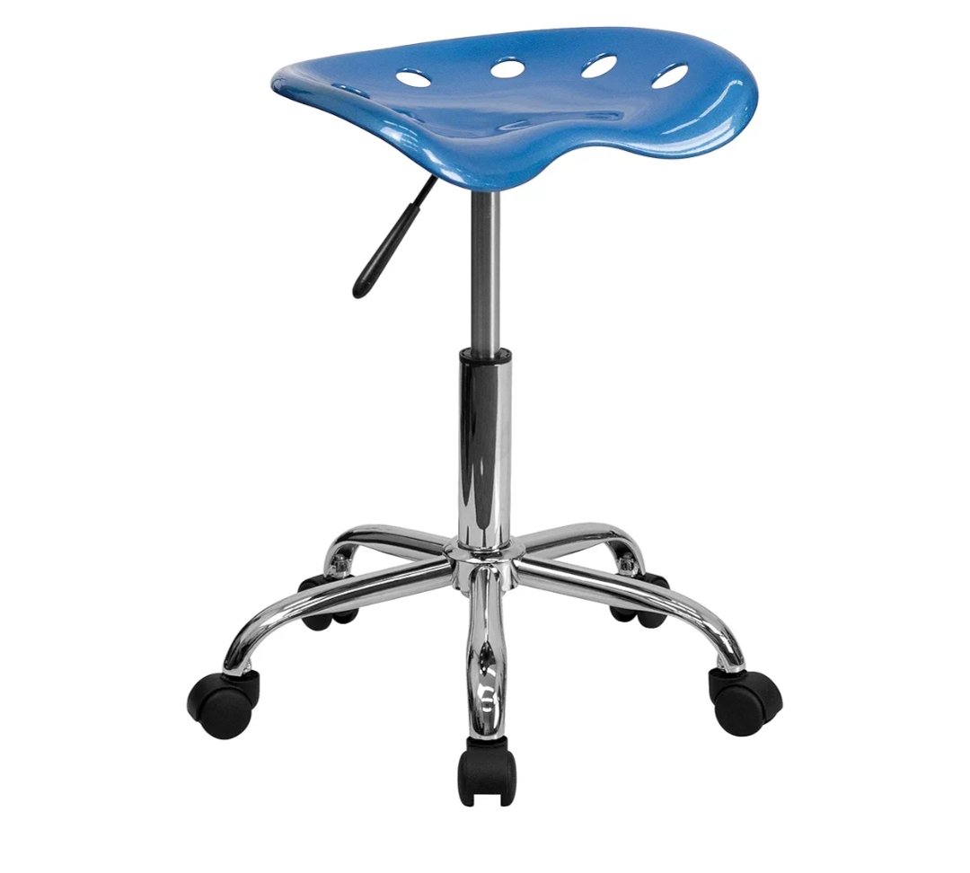 Flash Furniture Taylor Vibrant Bright Blue Tractor Seat and Chrome Stool