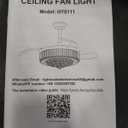 42'' Fandelier Ceiling Fans with Light, Chandelier Ceiling Fan, Retractable Ceiling Fan for Bedroom, Living Room, 3 Color Change, LED Dimmable, 6 Speeds, Reversible DC Motor- Chrome