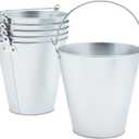 6-Pack Large Galvanized Bucket for Party - Metal Tin Ice Pail with Handles for Beer, Wine, Champagne, Centerpieces (100 oz, 7 Inch)