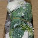 Dolicer 2Pcs 13Ft Artificial Eucalyptus Garlands with Flowers - 8 Roses, Faux Floral Greenery Garlands with 13Ft String Lights Fake Flower Vines for Wedding Table Centerpieces Arch Party Decor (White)