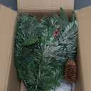 Outdoor Christmas Tree Frosted Urn Filler, Pre-lit Artificial Xmas Tree with LED Lights, 18 Inch Small Christmas Tree with Cones & Red Berries (1ft 6in, Green & Warm Light)